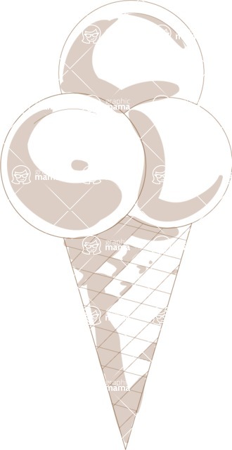 Italy Themed Graphic Collection - Ice Cream Vector Black and White Image